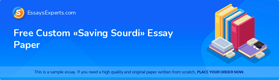Free Custom «Saving Sourdi» Essay Paper